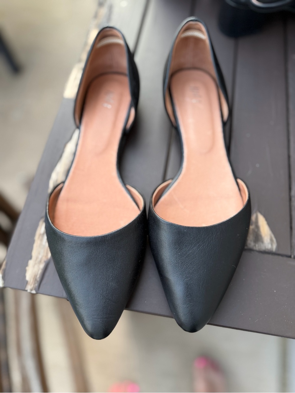 J. Jill Black Pointed D'Orsay Flats with Tan Insole